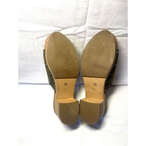 Ana Elissa Olive Green Platform Slip On Clog Sandal Studded Size 9.5M - Picture 5 of 6